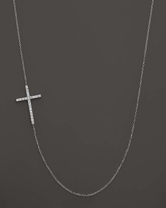 KC Designs Diamond Side Cross Necklace in 14K White Gold, .19 ct. t.w.