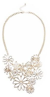 New Look Gold Pearl Daisy Bib Necklace