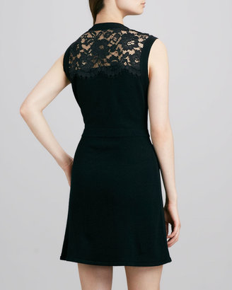 Shoshanna Lace-Top Knit Dress