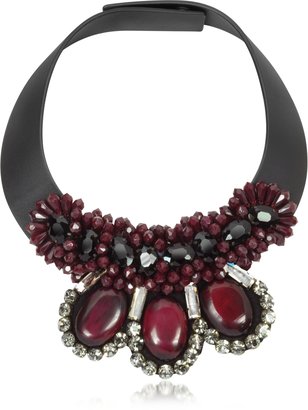 Marni Dark Red Leather and Horn Choker