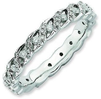 Diamond 3.5mm Spiral Eternity Band Sterling Silver Stackable Ring