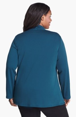 Bobeau Plus Size Women's One-Button Fleece Cardigan