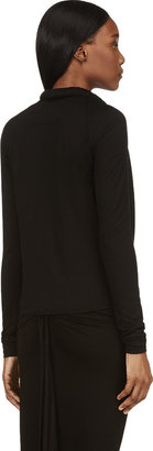 Givenchy Black Rolled Yoke Plunging Cowl Neck Blouse
