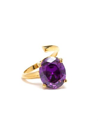 Bijules Gold Phalange Cocktail Ring with Amethyst