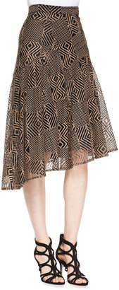 Nanette Lepore Geometric-Lace A-Line Skirt