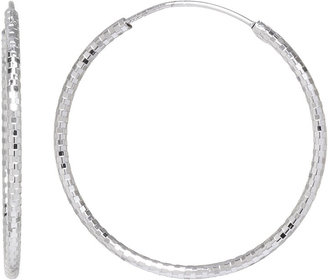 SILVER TREASURES Sterling Silver 35mm Diamond-Cut Endless Hoop Earrings