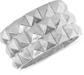 Steve Madden Bracelet, Silver-Tone Pyramid Stretch Bracelet