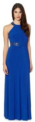 Debut Bright blue embellished halter maxi dress