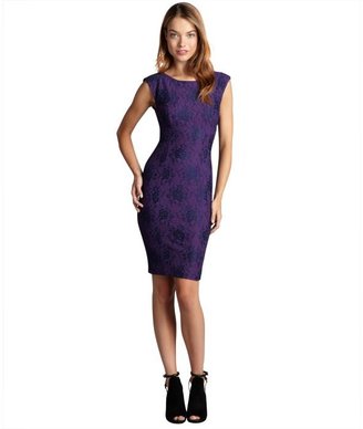 French Connection blueblood and amethyst 'Luxury Lace' stretch knit dress