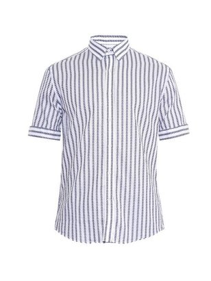Michael Bastian Short-sleeved jacquard cotton shirt