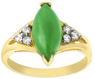 Marquis Gold Plated Shaped Green Jade Ring