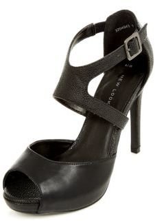 New Look Black Strappy Peep Toe Heels