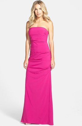 Nicole Miller Pleated Strapless Gown
