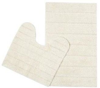 Home Collection Basics Cream striped bath mat and pedestal mat set