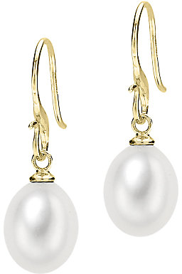 Dower & Hall Pearl Drop Gold Vermeil Hook Earrings, White