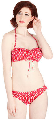 Marie Meili Frill to the Brim Swimsuit Top in Red
