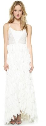 Alice + Olivia Eaddy Faux Feather Gown