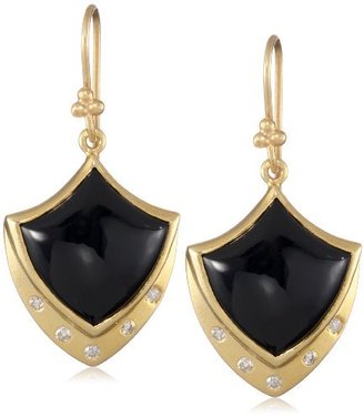 Lauren Harper Collection Midnight 18k Gold, Black Onyx and Diamond Crest Earrings