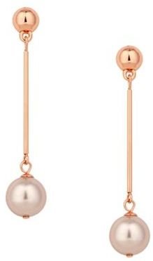 Betty Jackson Designer rose gold pearl long drop earring