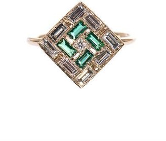 SABINE G White-diamond, emerald & white-gold ring