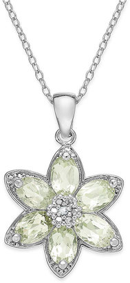 Townsend Victoria Green Quartz (2-1/2 ct. t.w.) and Diamond Accent Flower Pendant Necklace in Sterling Silver
