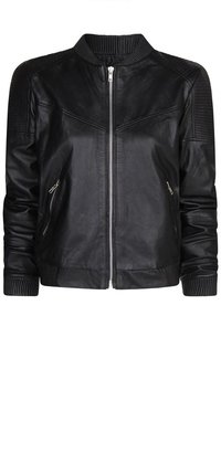 MANGO Leather bomber jacket