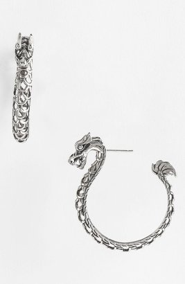 John Hardy 'Naga Silver - Medium' Dragon Head Hoop Earrings