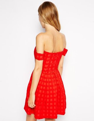 ASOS COLLECTION Bardot Textured Prom Dress