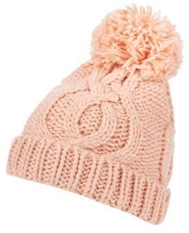 Red Herring Peach cable knitted bobble hat