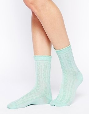 ASOS Cable Ankle Socks - Green