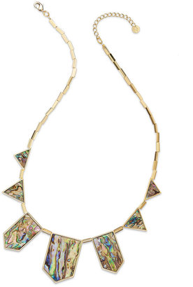 House Of Harlow Necklace, Gold-Tone Abablone Stone Station Necklace