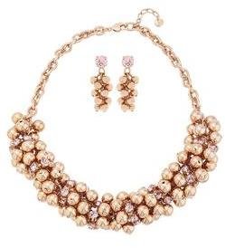 Swarovski Lola And Grace Rose Gold Plated Sparkle Necklace And Earrings Set With Elements