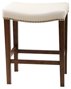 Abbyson Fin Leather Counter Stool, Ivory