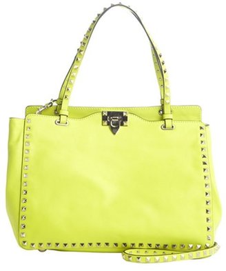 Valentino yellow leather 'Rockstud' medium tote bag