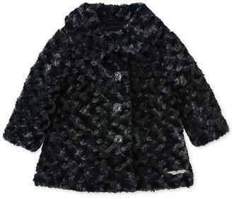 Calvin Klein Little Girls' Rose Swirled Faux Fur Coat