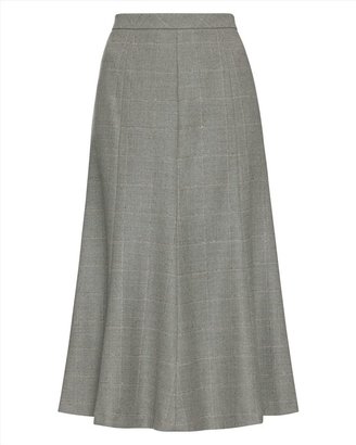 Jaeger Wool Flannel Windowpane Skirt