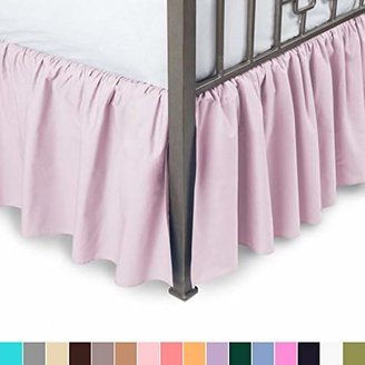 Harmony Lane Ruffled Bed Skirt with Split Corners - Olympic Queen, Pink, 21 Inch Drop Bedskirt (Available in All Sizes and 16 Colors)