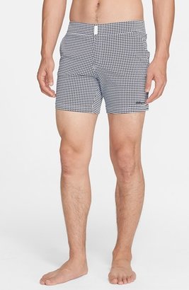 Vilebrequin 'Merise' Houndstooth Print Fitted Swim Trunks