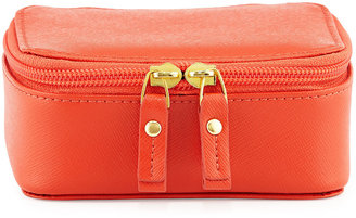 Neiman Marcus Large Saffiano Leather Jewelry Box, Orange
