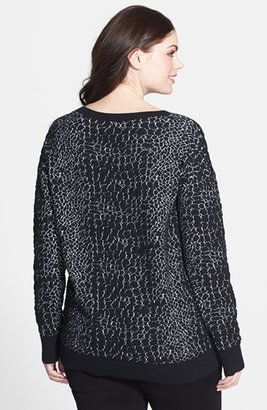 Halogen Jacquard Crewneck Sweater (Plus Size) (Online Only)