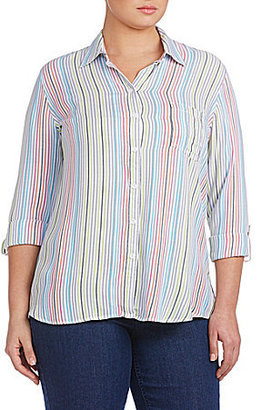 Westbound Plus Striped Hi-Low Shirt