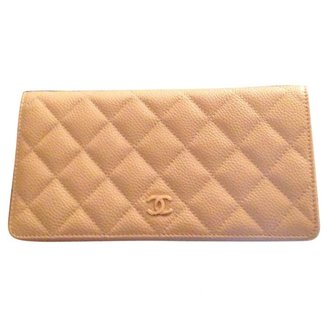 Chanel Beige Leather Wallet