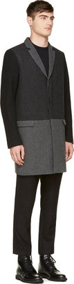 Robert Geller Grey Colorblocked Wool Coat