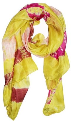 La Fiorentina yellow and fuchsia tie dyed silk scarf