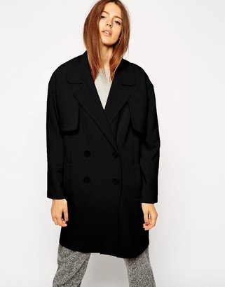 ASOS Coat In Cocoon Fit With Stormflaps