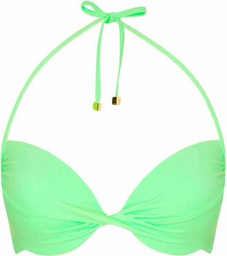 Topshop Apple Green Basic Plunge Bikini Top
