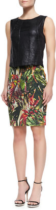 Waverly Grey Auto Botanical-Print Skirt, Green/Berry