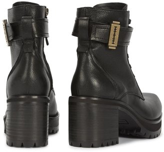 McQ Black grained leather chunky boots