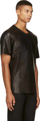 BLK DNM Black Leather Angled-Panel T-Shirt
