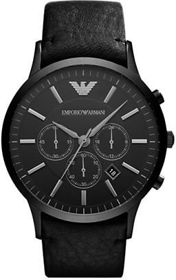 Emporio Armani Men's Black Chronograph Black Dial Watch